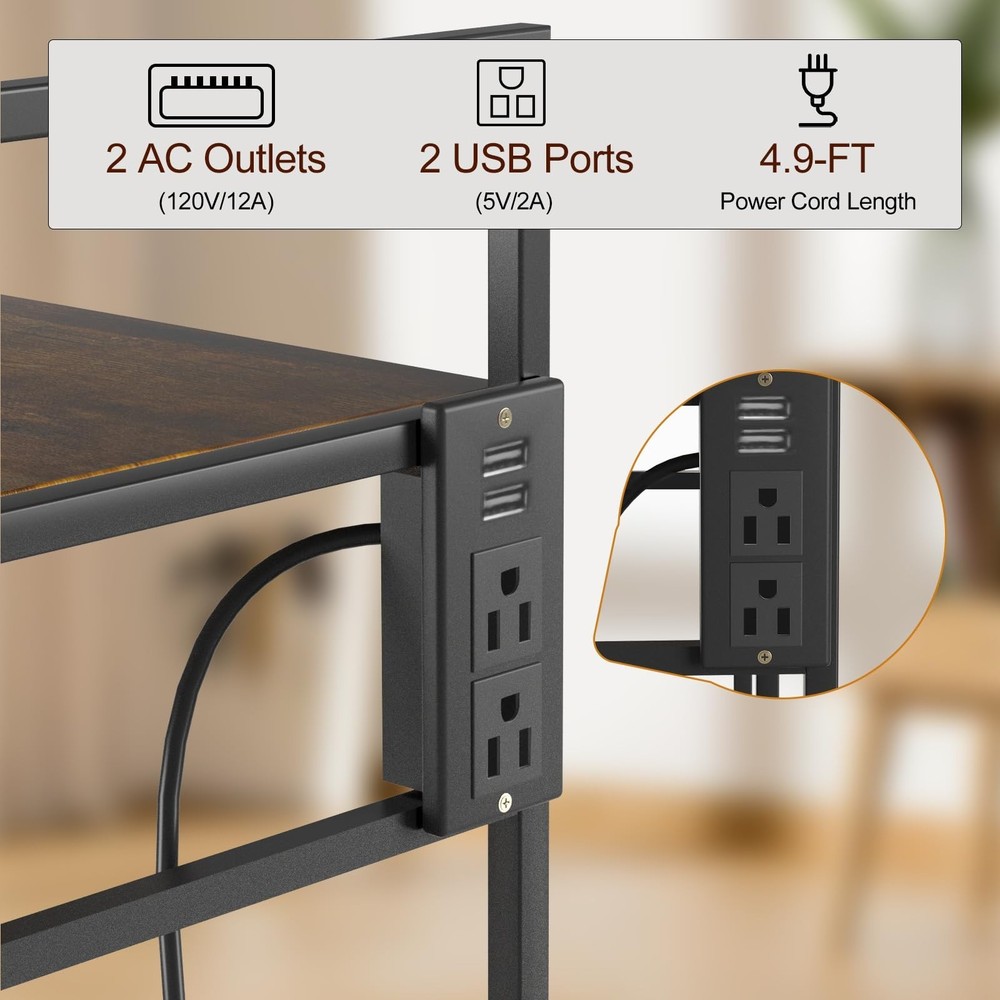 3-Tier Printer Stand - Adjustable Height, Sturdy Design, Space-Saving Storage...