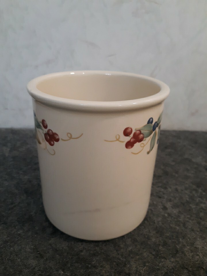 Corelle Abundance Fruit Pattern Utensil Holder Crock 5 " Tall