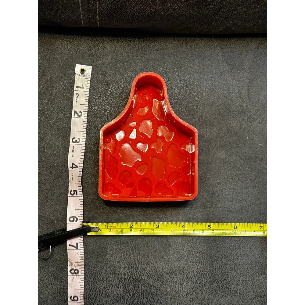 Dairy Cow Tag Silicone Freshie Mold – Red Apron Shape 🐄❤️