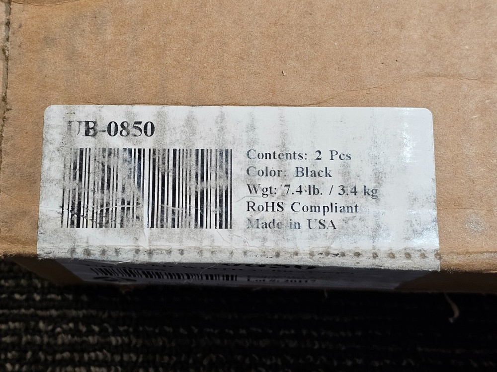 Box of 2-Adaptive Technologies U-Bracket Speaker Mount Fixed Width Black UB-0850