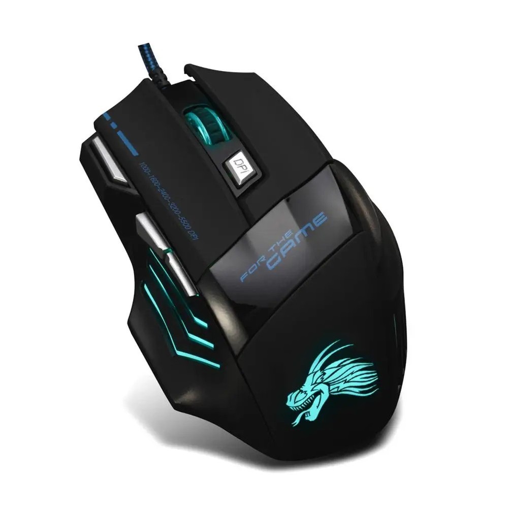 Gaming Mouse 7 Button USB Wired LED Breathing Fire Button 5500 DPI Laptop PC