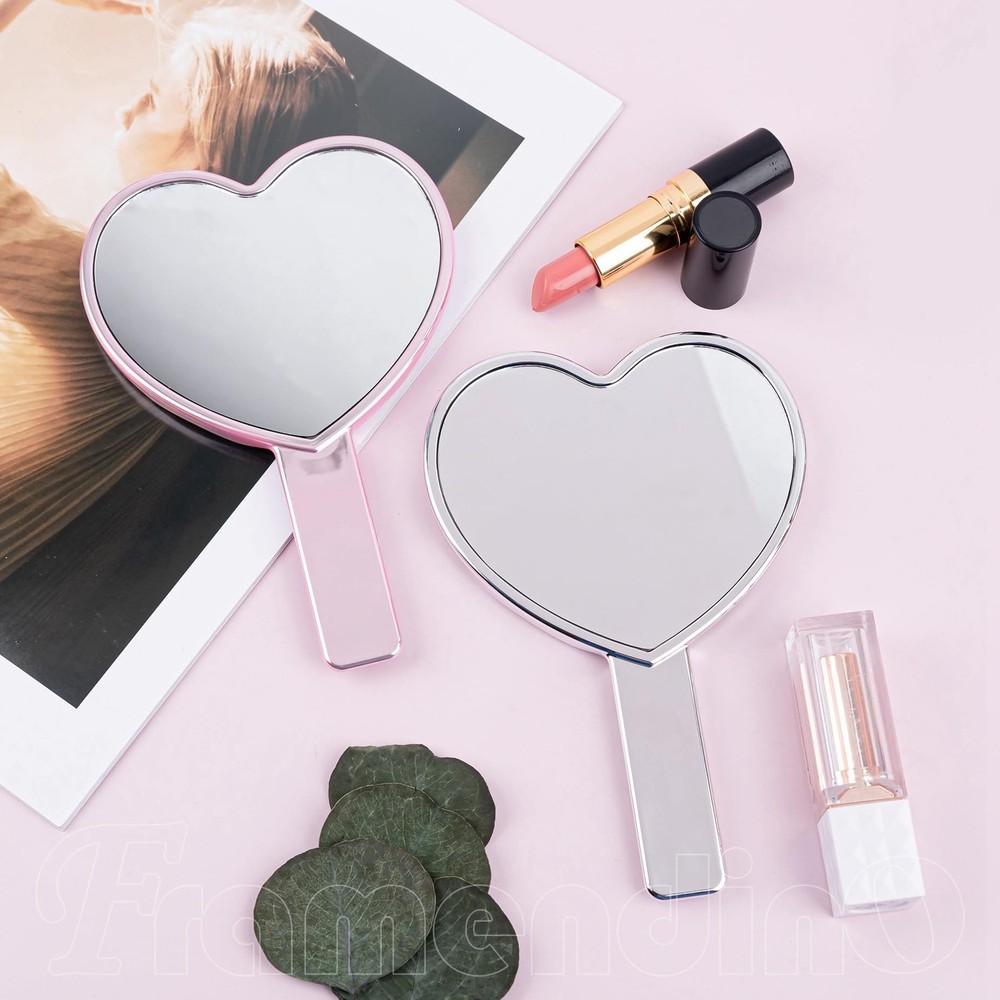 , 2 Pack Glitter Handheld Mirror Cute Heart Portable Cosmetics Makeup Compact...