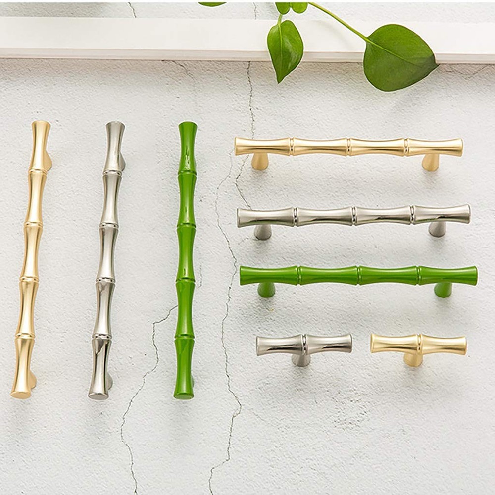 6Pcs Bamboo Shape Solid Zinc Alloy Cabinet Knobs Handle pulls, Dresser Drawer...
