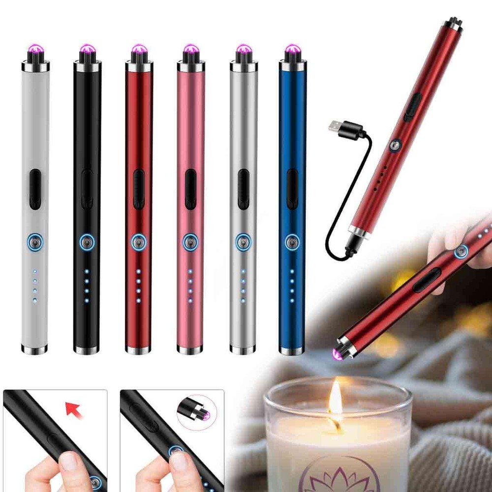 USB Rechargeable Electric Windproof Lighter Candle Lighters BBQ Arc Long Neck