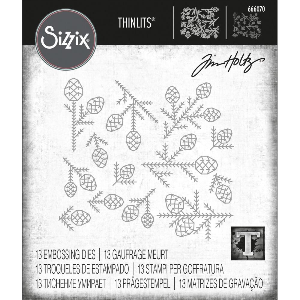 Tim Holtz "PINE PATTERNS" Sizzix Thinlits Cutting Dies- 13 Dies MSRP $20
