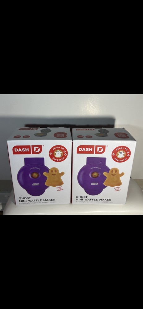 Dash Ghost Mini Waffle Maker Purple 4” Nonstick Halloween