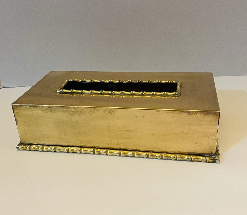 VTG Brass Faux Bamboo Rectangular Tissue Cover 10x5x3