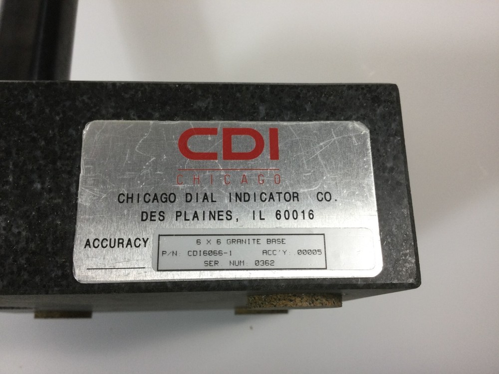 Chicago Dial Indicator 6"x6" Granite Base CDI6066-1