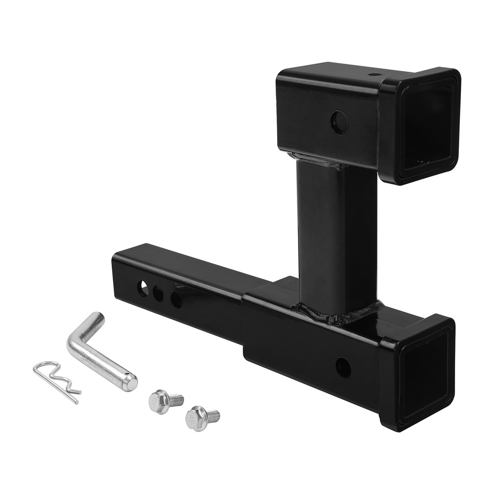 Dual Hitch Receiver 2" Trailer Double Post Extension Riser Adapter Extender