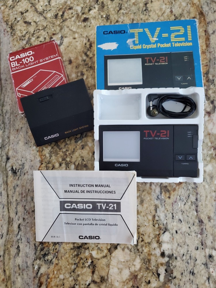 Casio TV-21 Liquid Crystal Pocket Television ( Working) with BL-100 Backlight