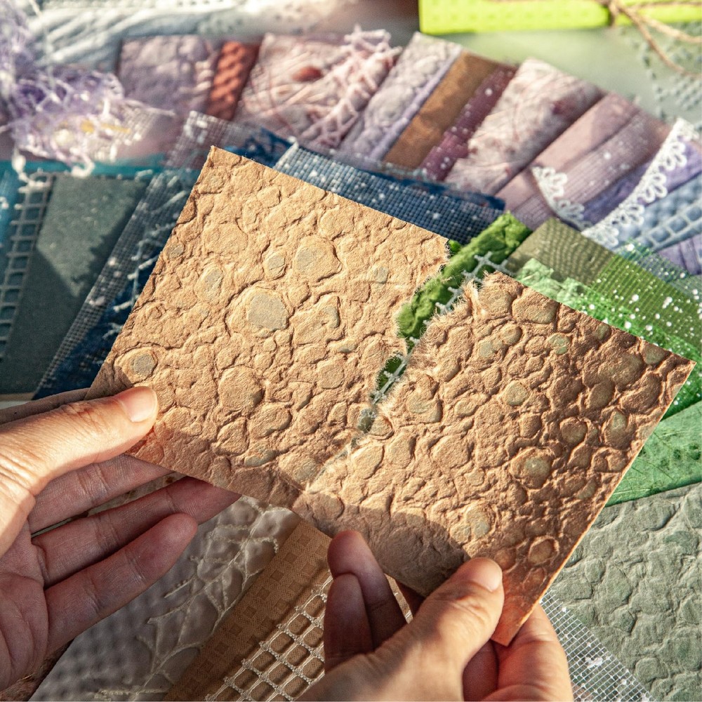 96 Sheets Textured Scrapbook Paper and Mesh Fabric Assorted Set - 6 Pack Mixe...