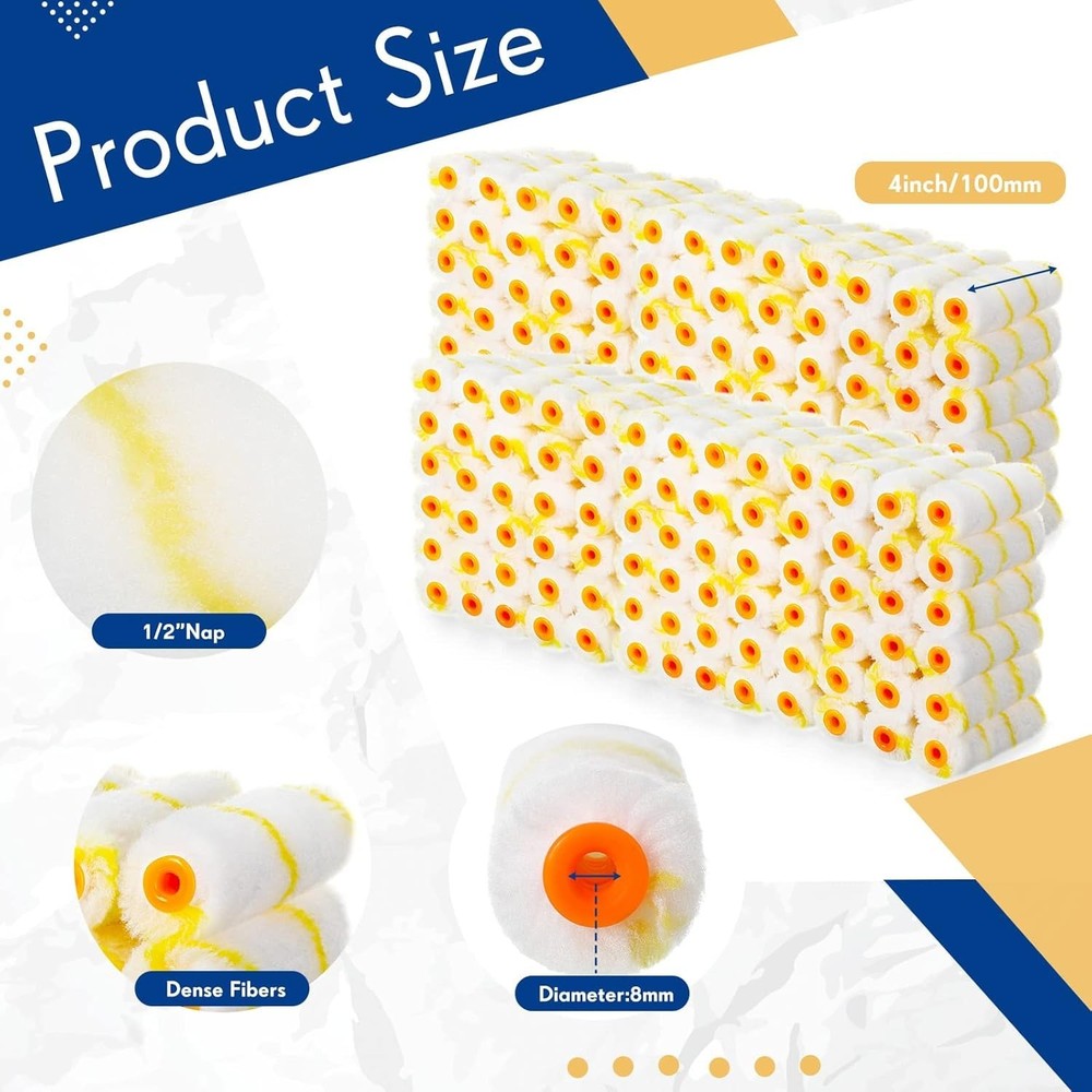 4 Inch Paint Roller Covers, 500 Pcs Bulk Microfiber for Home Renovation Needs