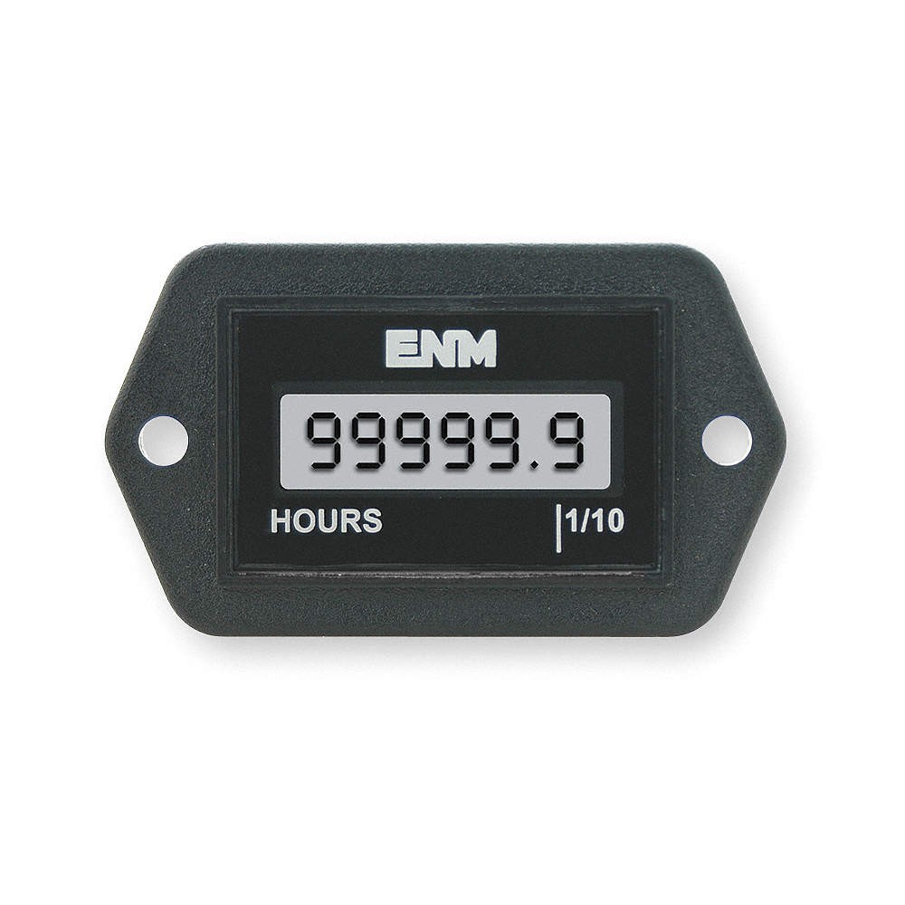 ENM T1120EB Hour Meter,LCD,2-Hole Rectangular 2PAW9