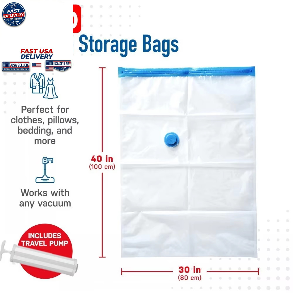 4Pc Thickened Vacuum Compression Transparent Quilt Clothes Storage Bag 30x50