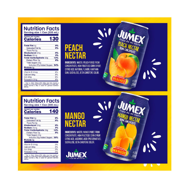 Jumex Mango and Peach Nectar from Concentrate, 11.3 Fl. Oz., 12 Count