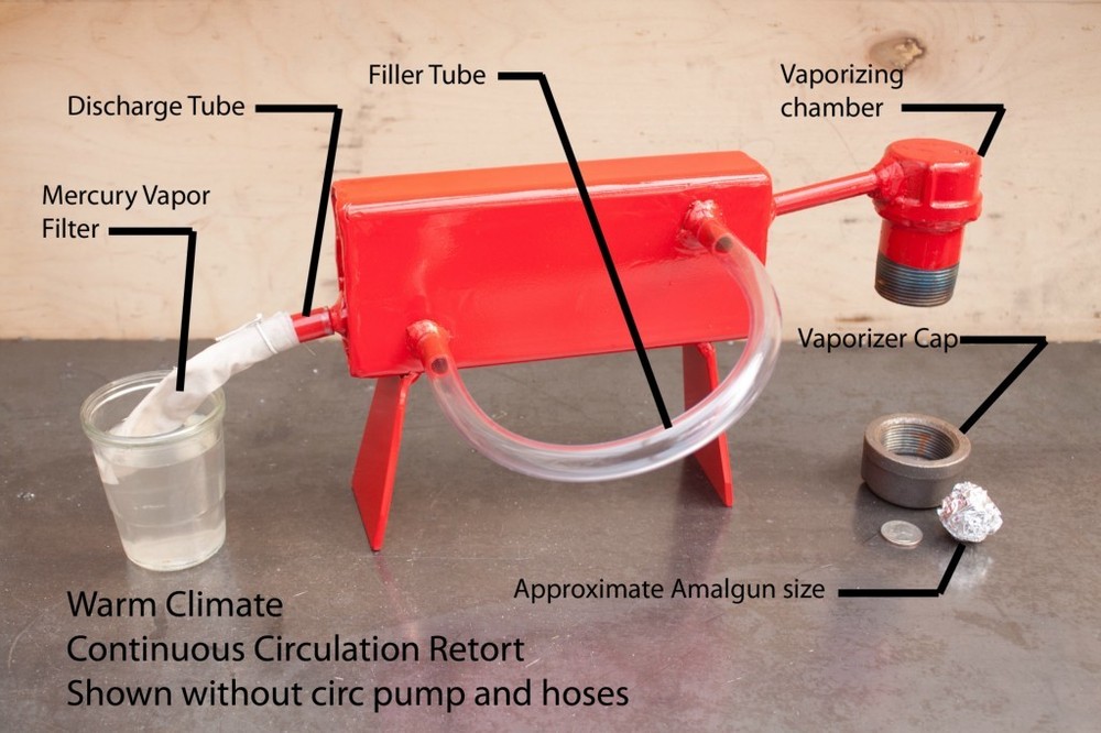 Mercury Retort - Gold-Amalgam-Continuous Cooling  WITHOUT 110V PUMP & HOSES
