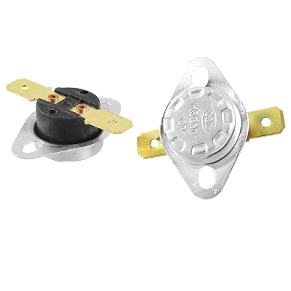 2 Pcs Gold Tone Terminals Temperature Control Switch Thermostat 100C NC KSD301