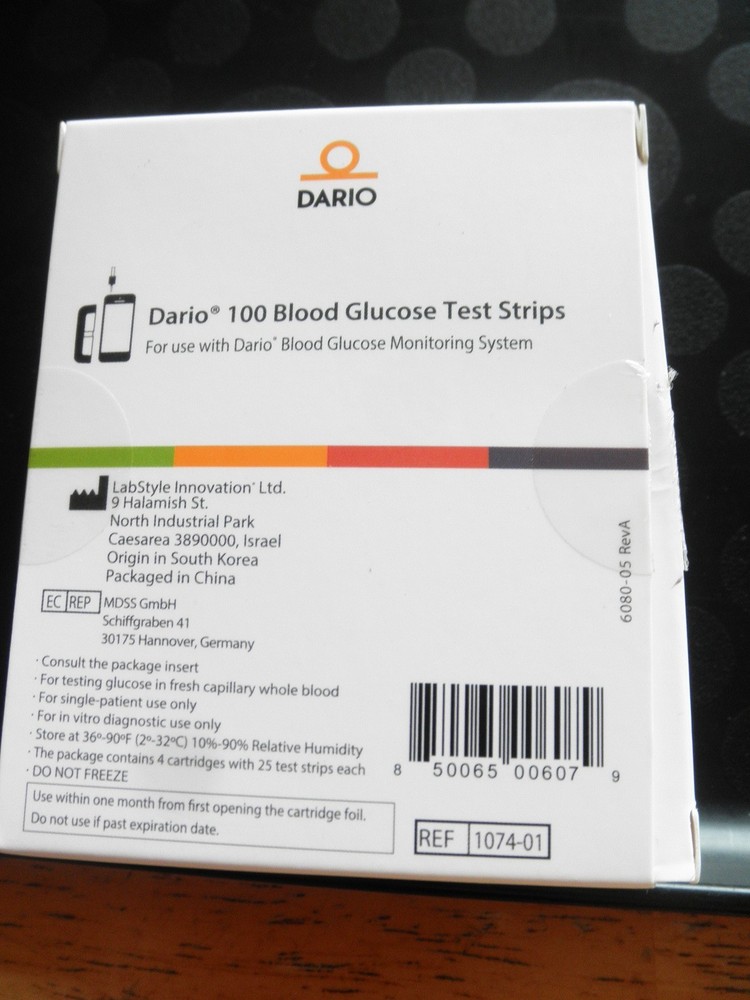 Dario 100 Blood Glucose Test Strips Exp