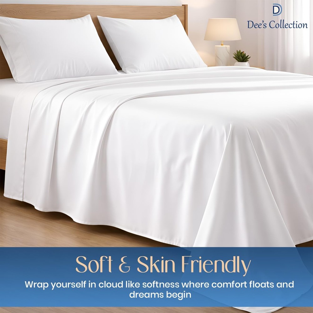 800 Thread Count Egyptian Cotton Sheets Queen Size – Luxury Soft & Cooling Be...