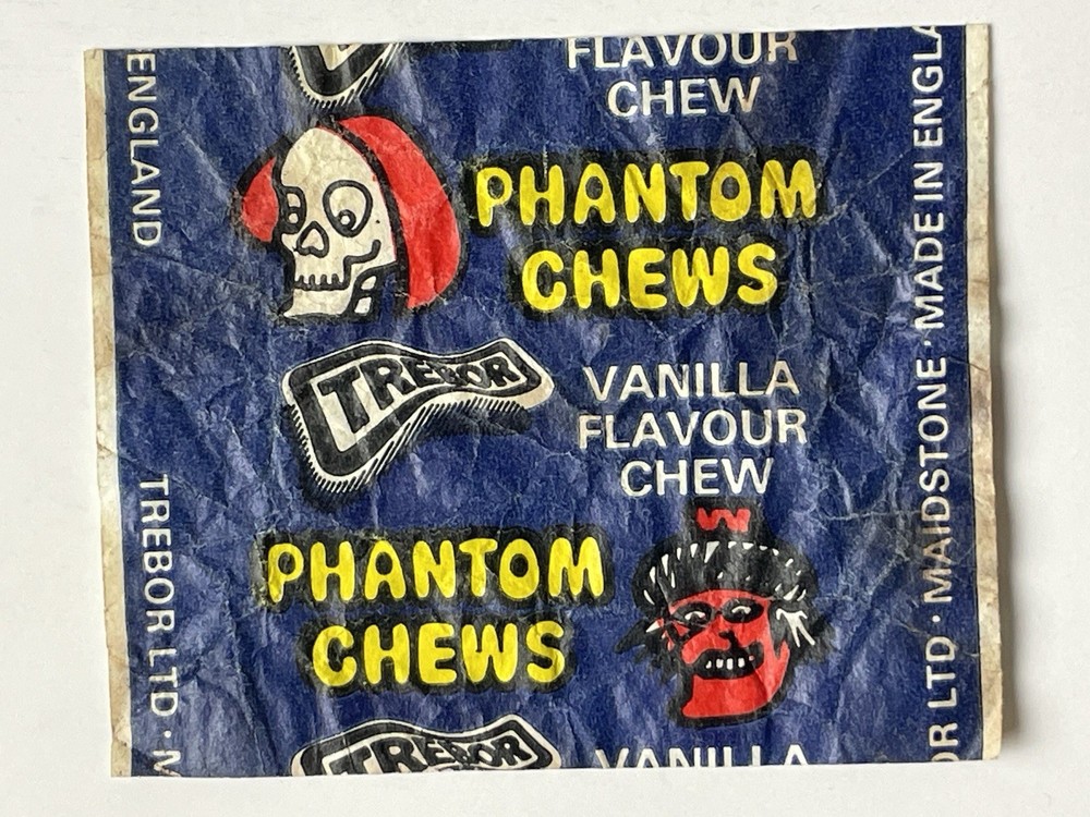 1970’s PHANTOM CHEWS British Monster Candy Wrapper Skeleton Trebor Candy