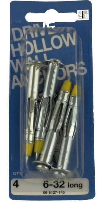 6-32 Drywall Hollow Wall Anchors 4-Pack