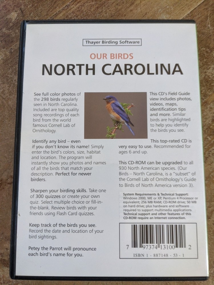Our Birds North Carolina Thayer Birding Software CD-ROM