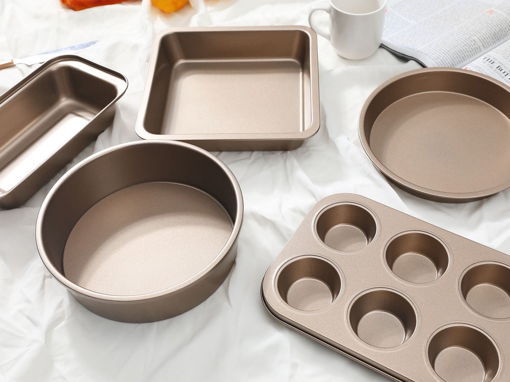 Nonstick Bakeware Set Baking Pans Set Gold 5 Pcs