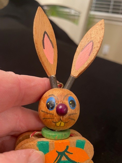 Vintage Jumping Jack Rabbit AUSTRIA Wooden Pull String Toy A-