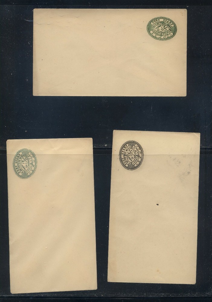 India  States  3  postal  envelopes  unused