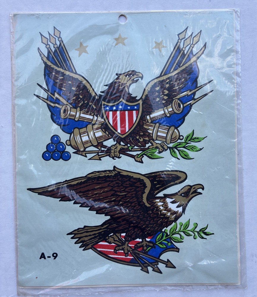 Vintage Handpainted Decals By Decoral American Bald Eagles