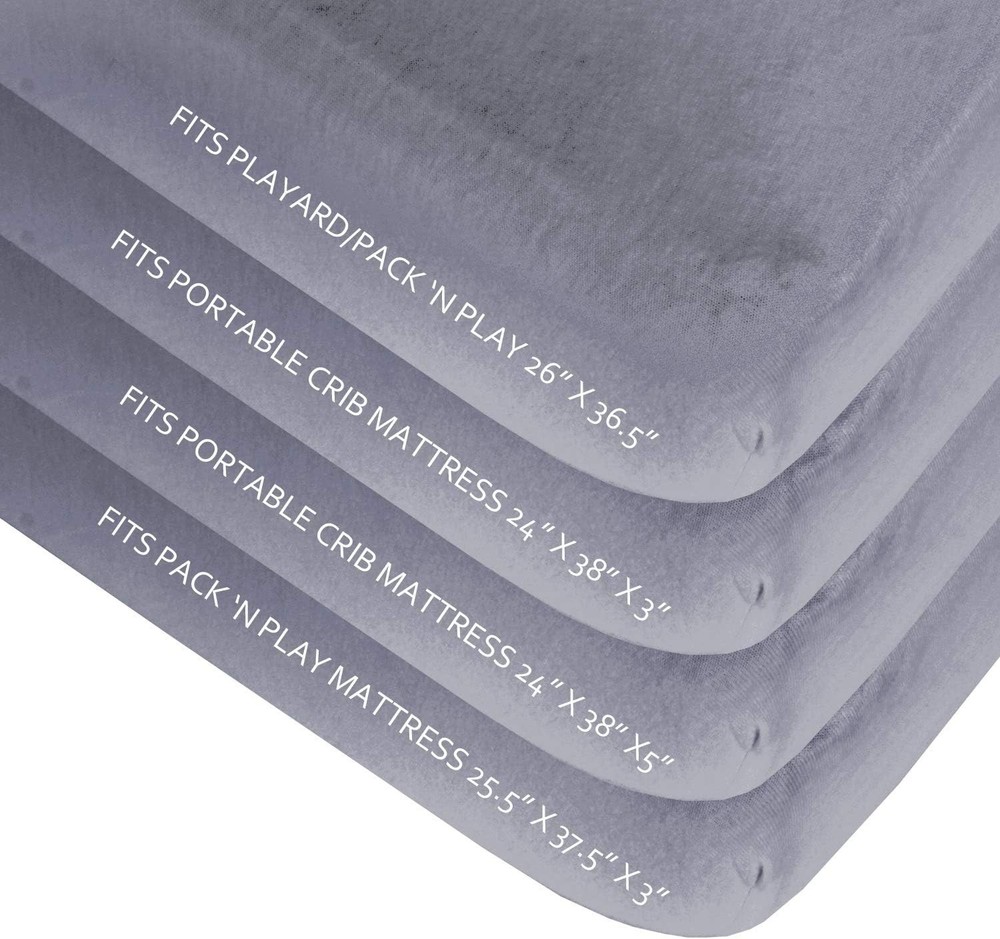 4-Pack Fitted Pack N Play Sheets Soft & Breathable Baby Sheets Multi-Colors