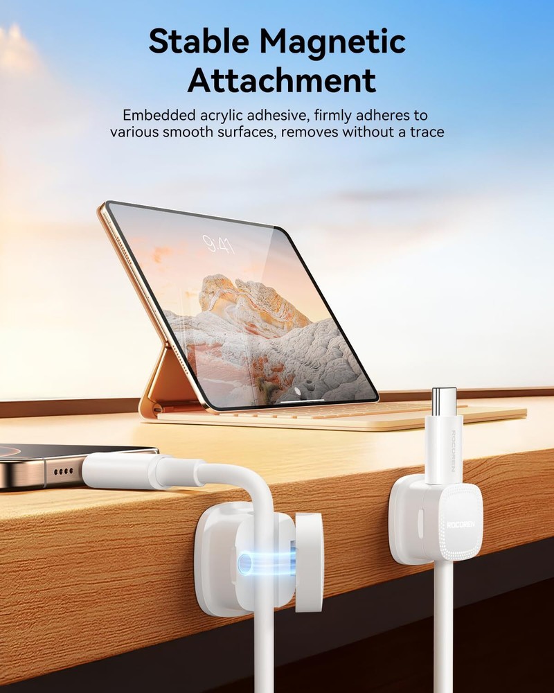 6-Pack Cable Clips Cord Organizer-Cable Smooth Adjustable Rocoren Desk Cable Ma