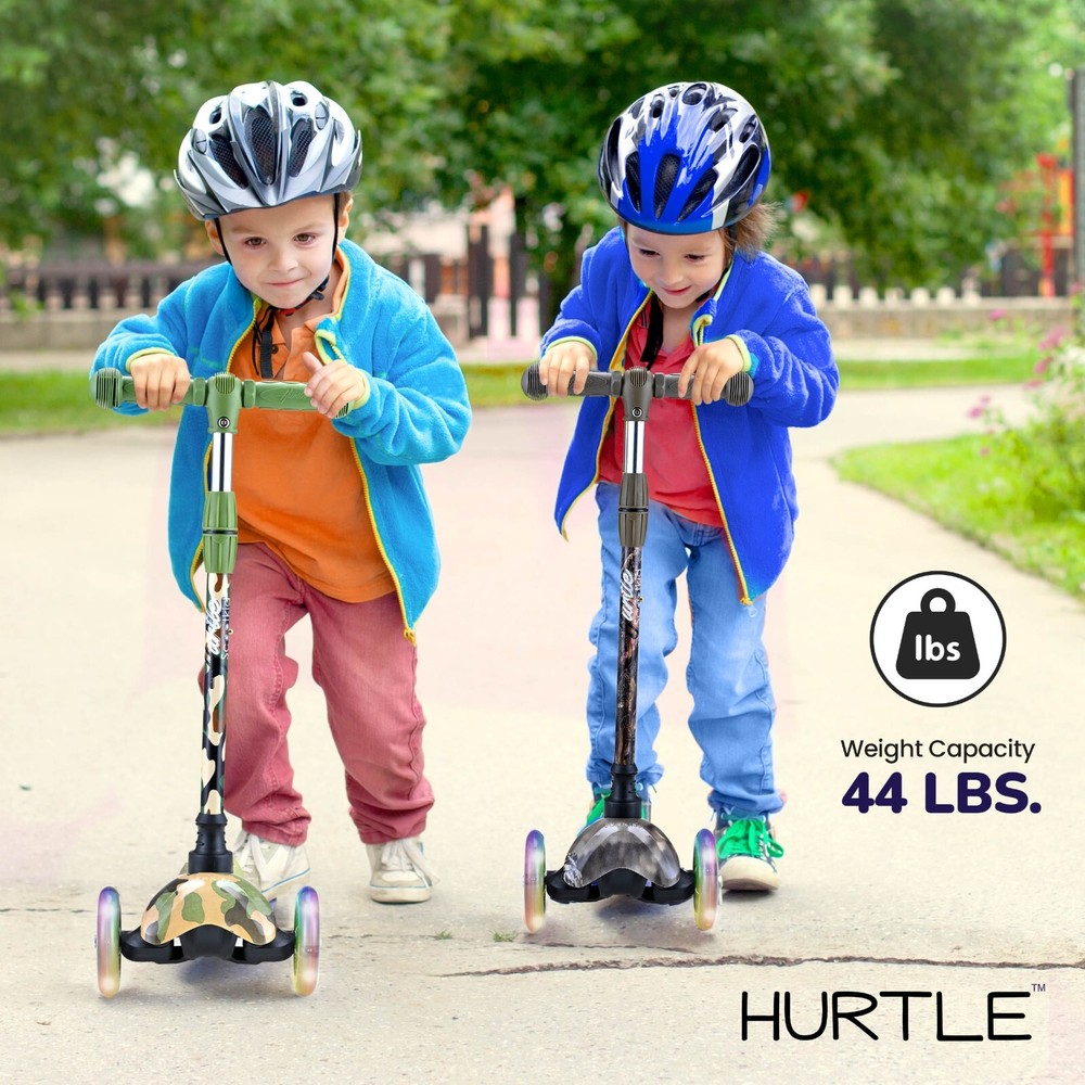 Hurtle Lightweight & Adjustable Mini Kickboard Scooter w/ LED Light Wheel