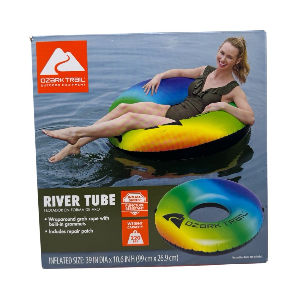 Ozark Trail River/Pool Inflatable Durable 39" Tube Float Rainbow SEALED