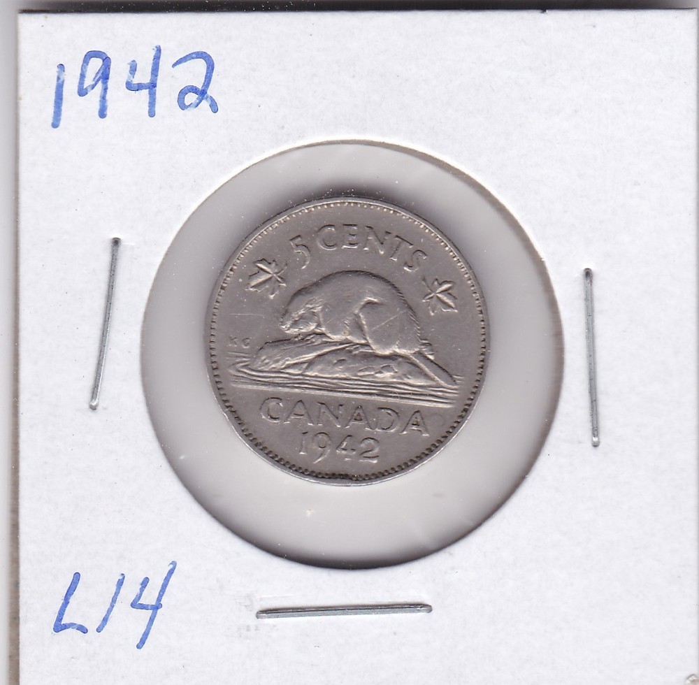 1942 Canada 5 Cents L14