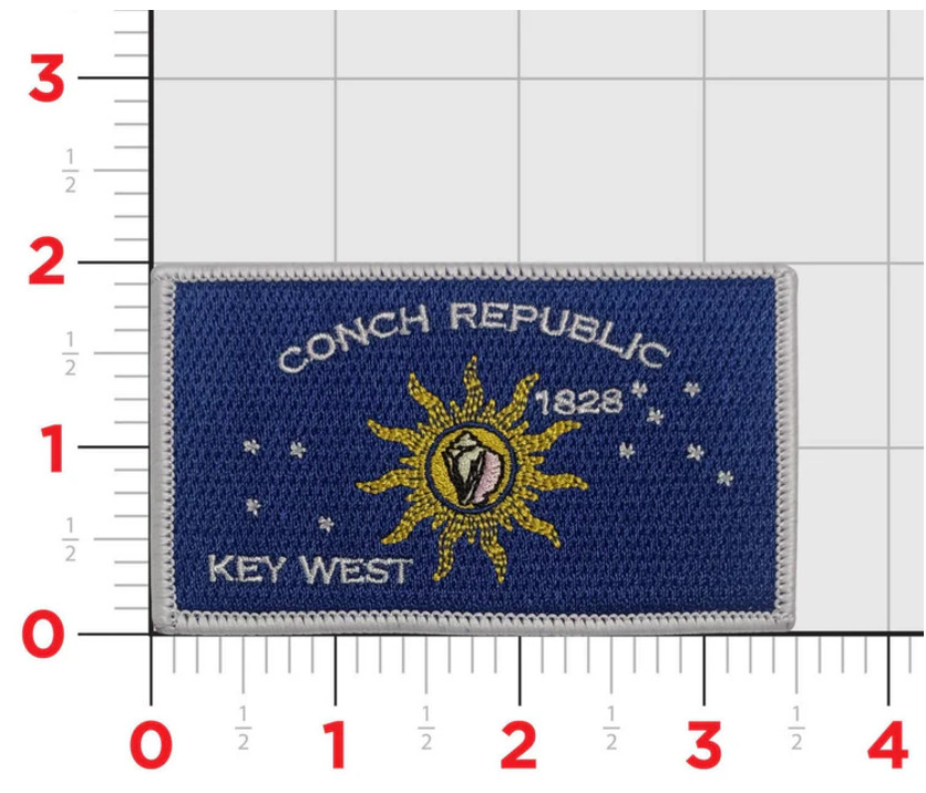 KEY WEST CONCH REPUBLIC FLAG EMBROIDERED PATCH WITH HOOK & LOOP
