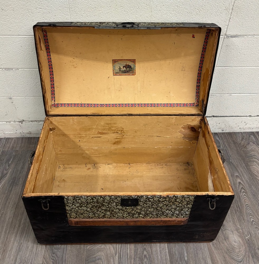 Antique Camel Back Steamer Trunk Chest