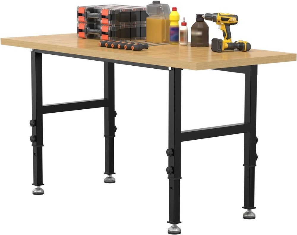60" Adjustable Workbench,Heavy-Duty Work Table,3000 LBS Load Capacity Particlebo