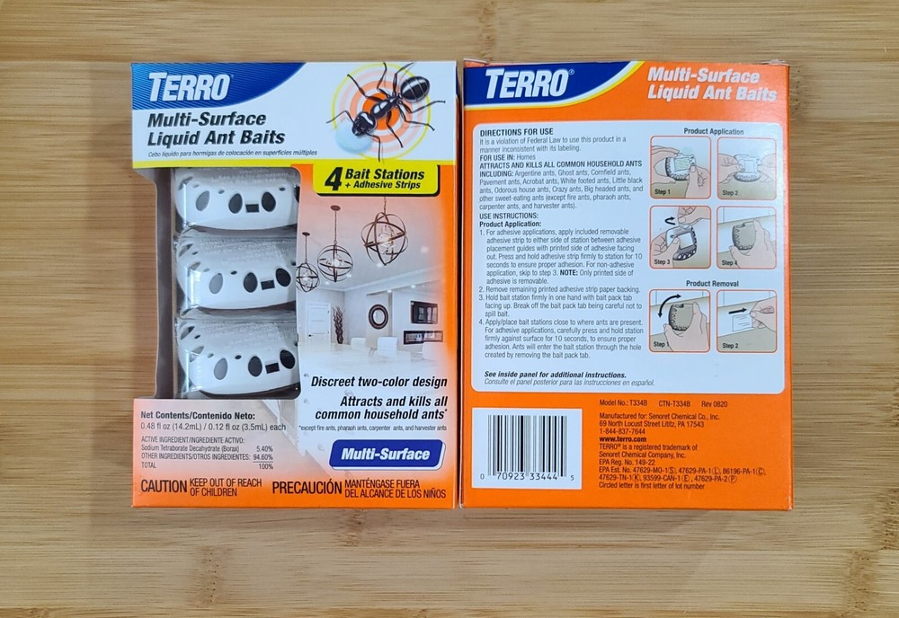 Terro Multi-Surface Liquid Ant Baits, Bait Station & Adhesive Strips ~ 2 Pack