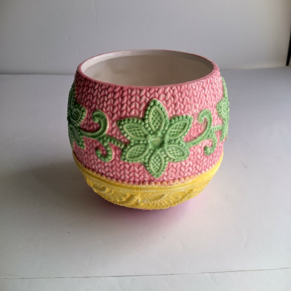 Spring Ceramic Decorative, Home decor Planter/canister, Hand designed round 6"x7