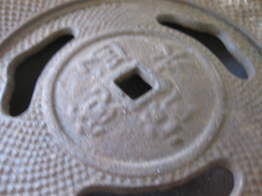 antique CAST IRON INCENSE BURNER dish with lid