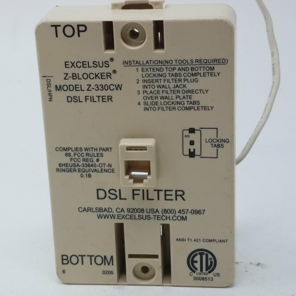 Excelsus Z-Blocker DSL Filter Wall Mount Model Z-330CW