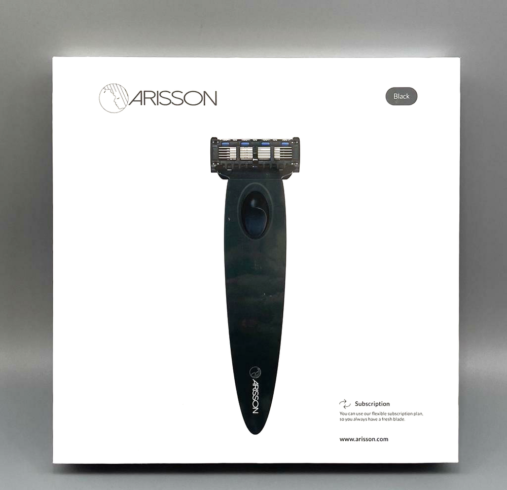 Arisson Men Razor Set – Razor Handle, 4 Blade Refills, Shave Gel (Black) 1PK