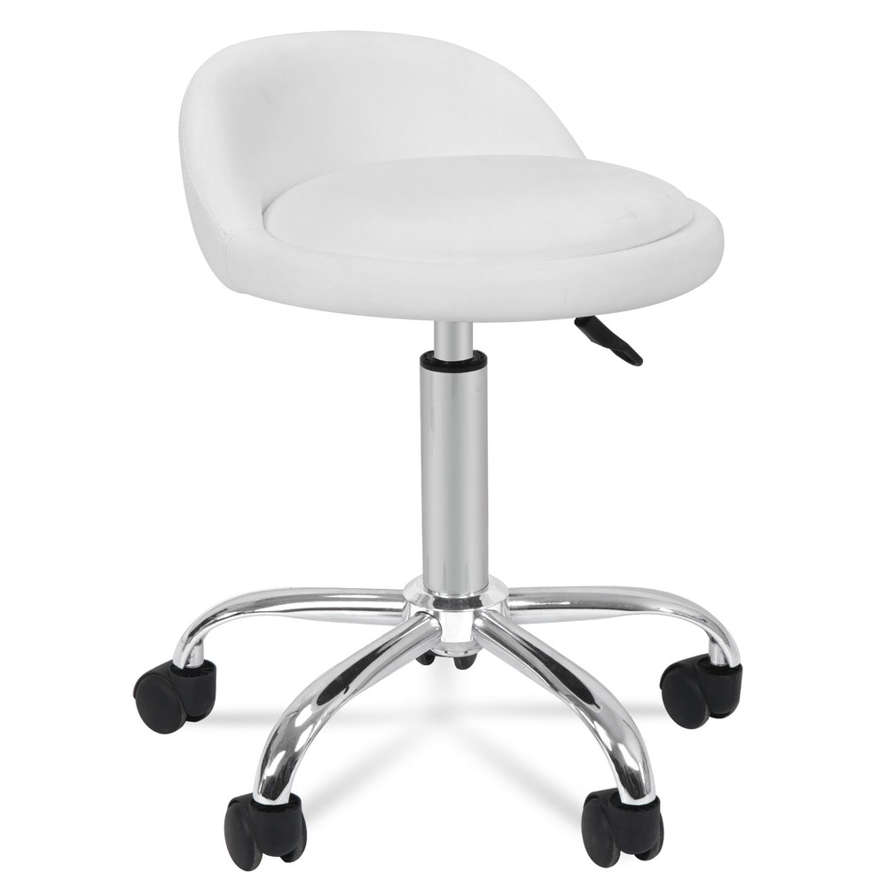 2 PCS Leather Salon Stool with Back Rest Saddle Rolling Hydraulic Spa Stools