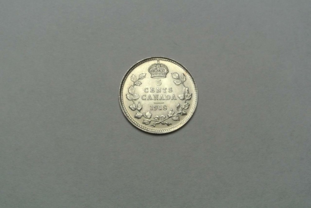 Canada CH BU 1918 Silver 5 Cent Nickel - C8036