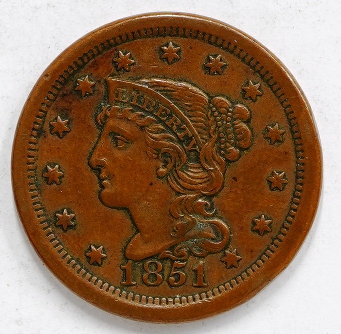 1851 Braided Hair Large Cent