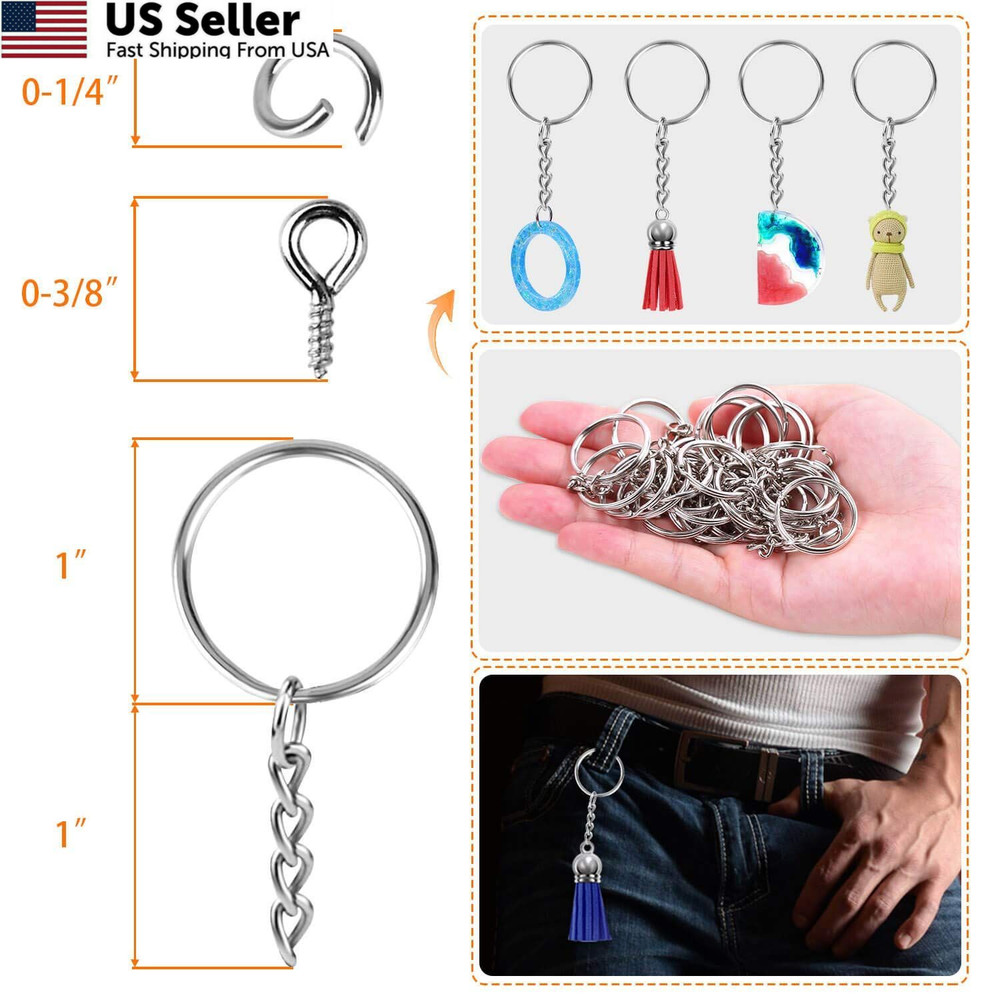 Keychain Rings for Crafts, Flasoo 360Pcs Keychains Resin Include Silver