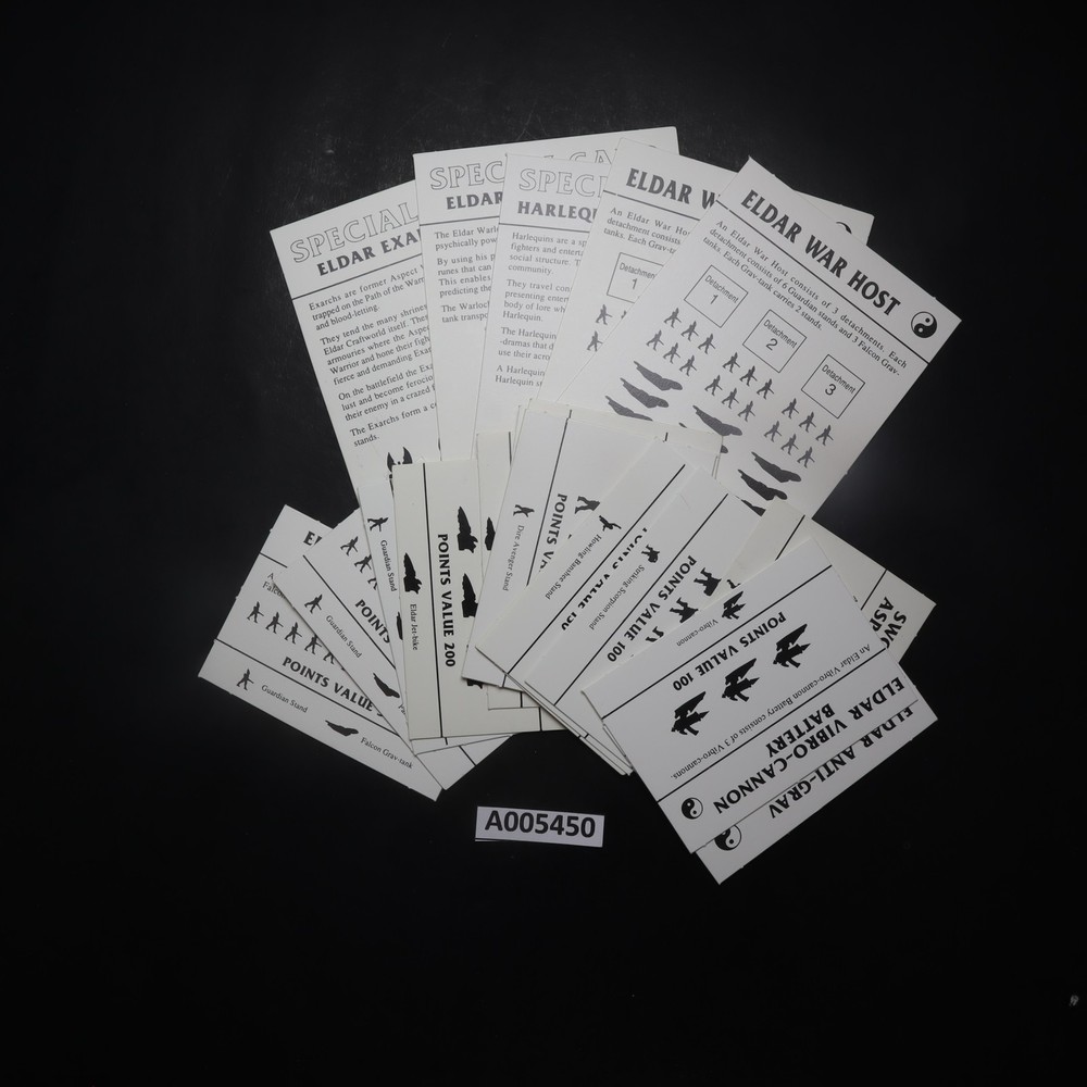 Epic, Space Marine 2nd Ed. Base Game Eldar Cards, Complete , Games Workshop