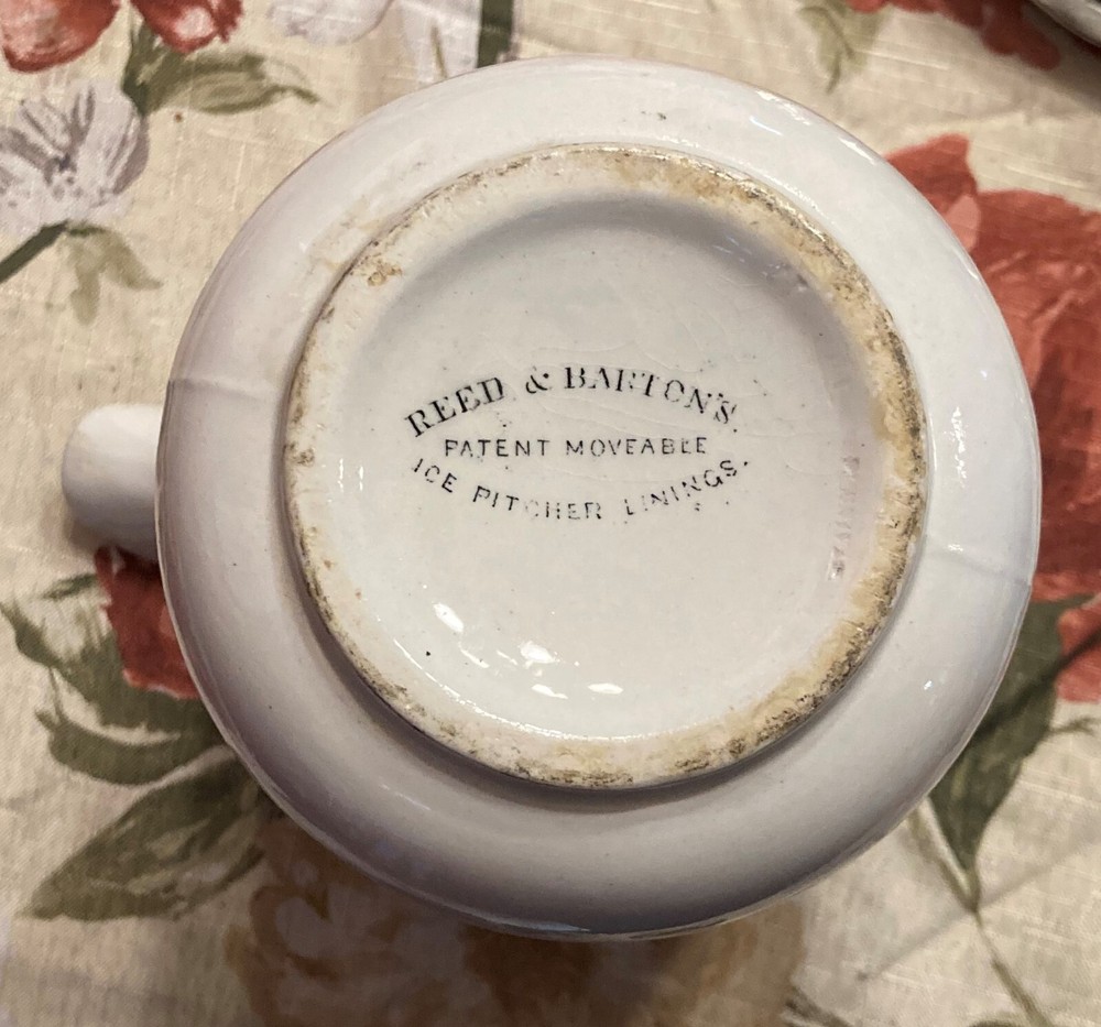 Antique / Vintage Reed & Barton Silver Plate Pitcher Tankard W/ Ceramic Insert