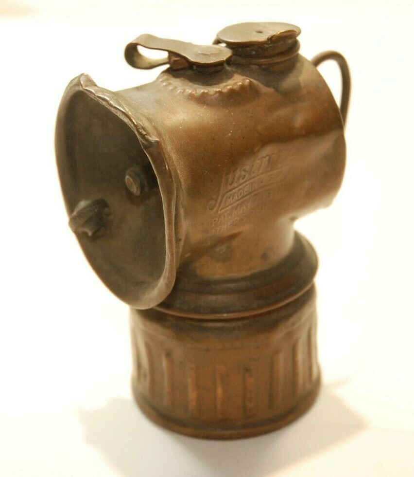 Antique Justrite Carbide Miners Head Lamp